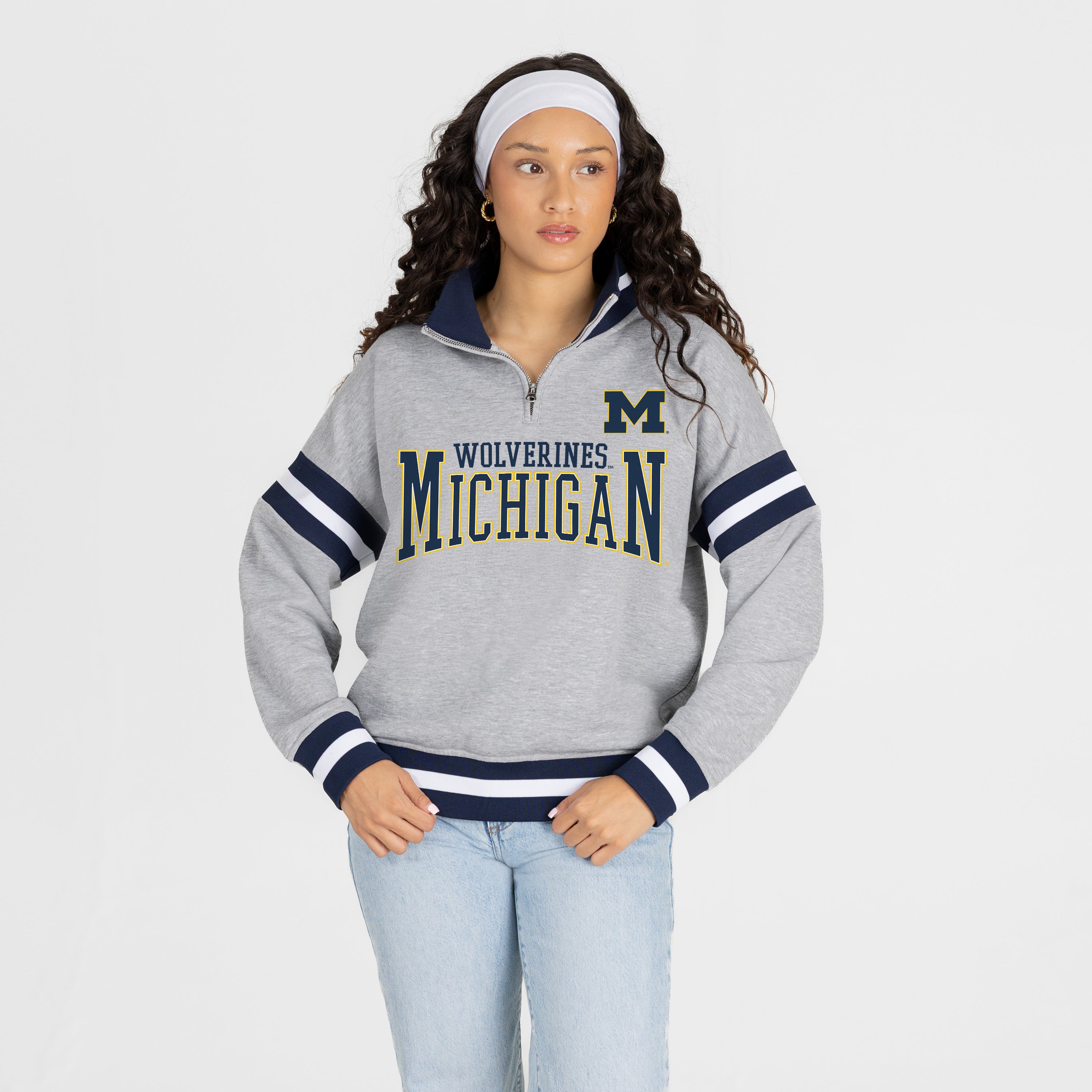 MICHIGAN WOLVERINES HOLD THE LINE PREMIUM QUARTER-ZIP PULLOVER