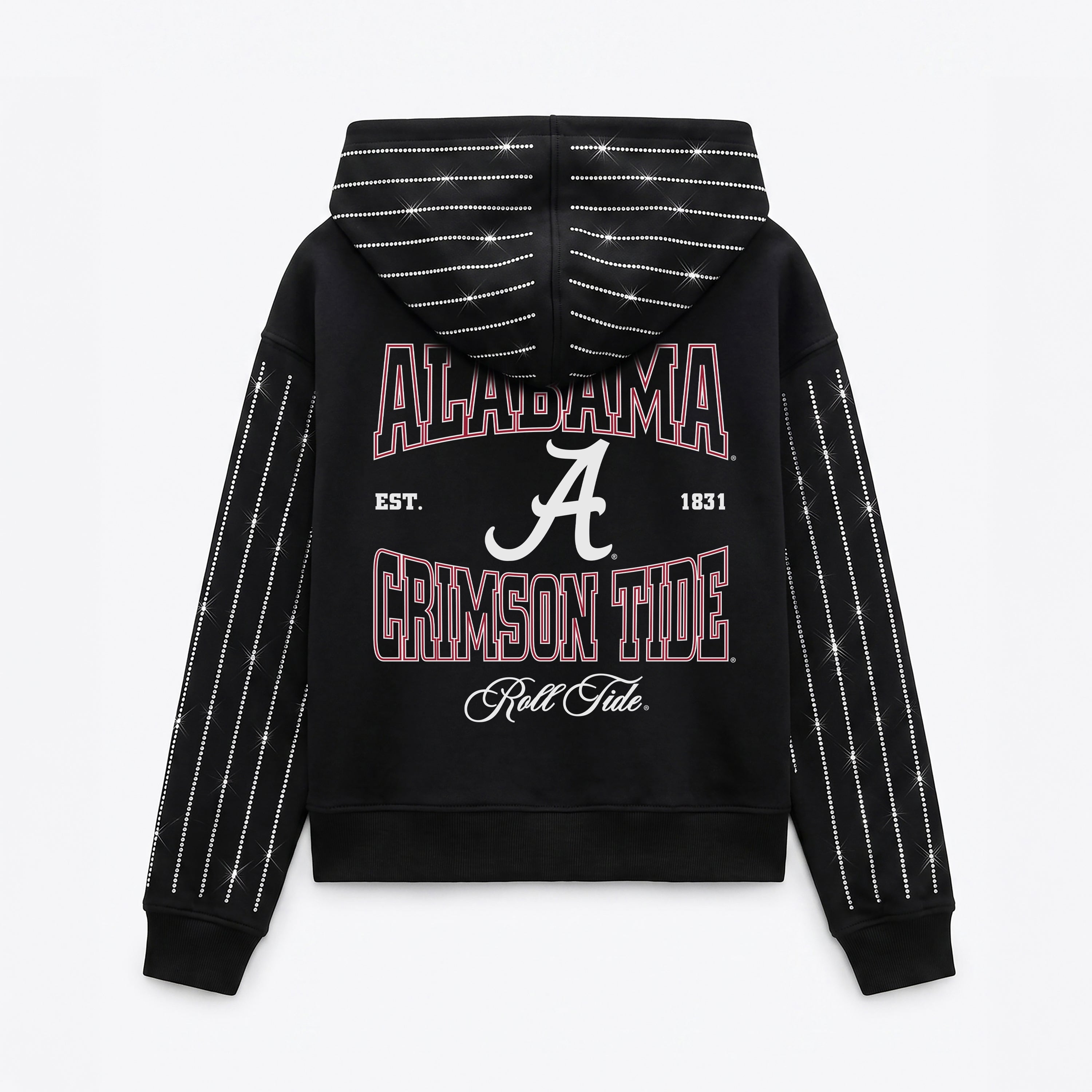 ALABAMA CRIMSON TIDE EYES ON THE PRIZE RHINESTUD STRIPE ZIP HOODIE