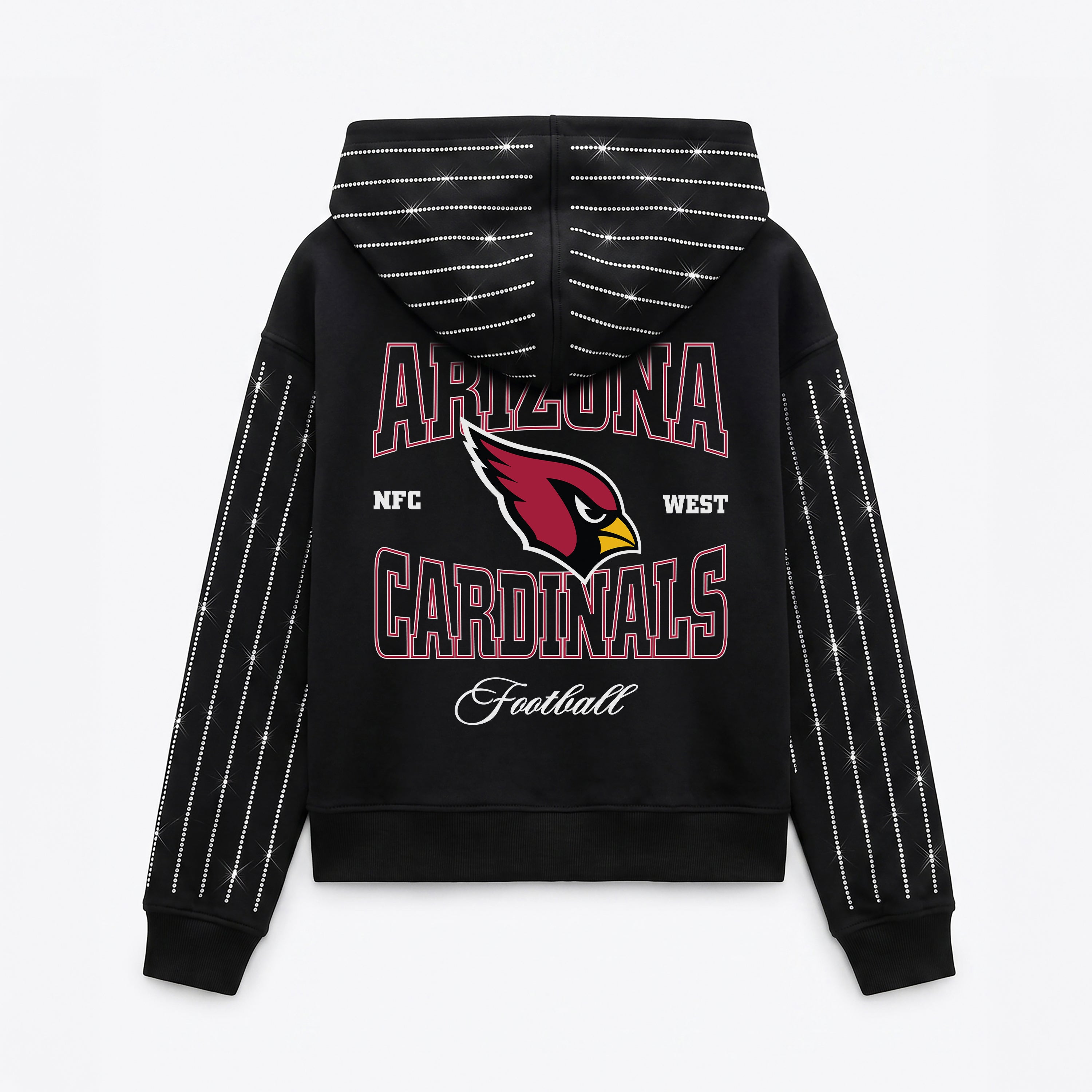 ARIZONA CARDINALS EYES ON THE PRIZE RHINESTUD STRIPE ZIP HOODIE