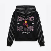 ARIZONA STATE SUN DEVILS EYES ON THE PRIZE RHINESTUD STRIPE ZIP HOODIE