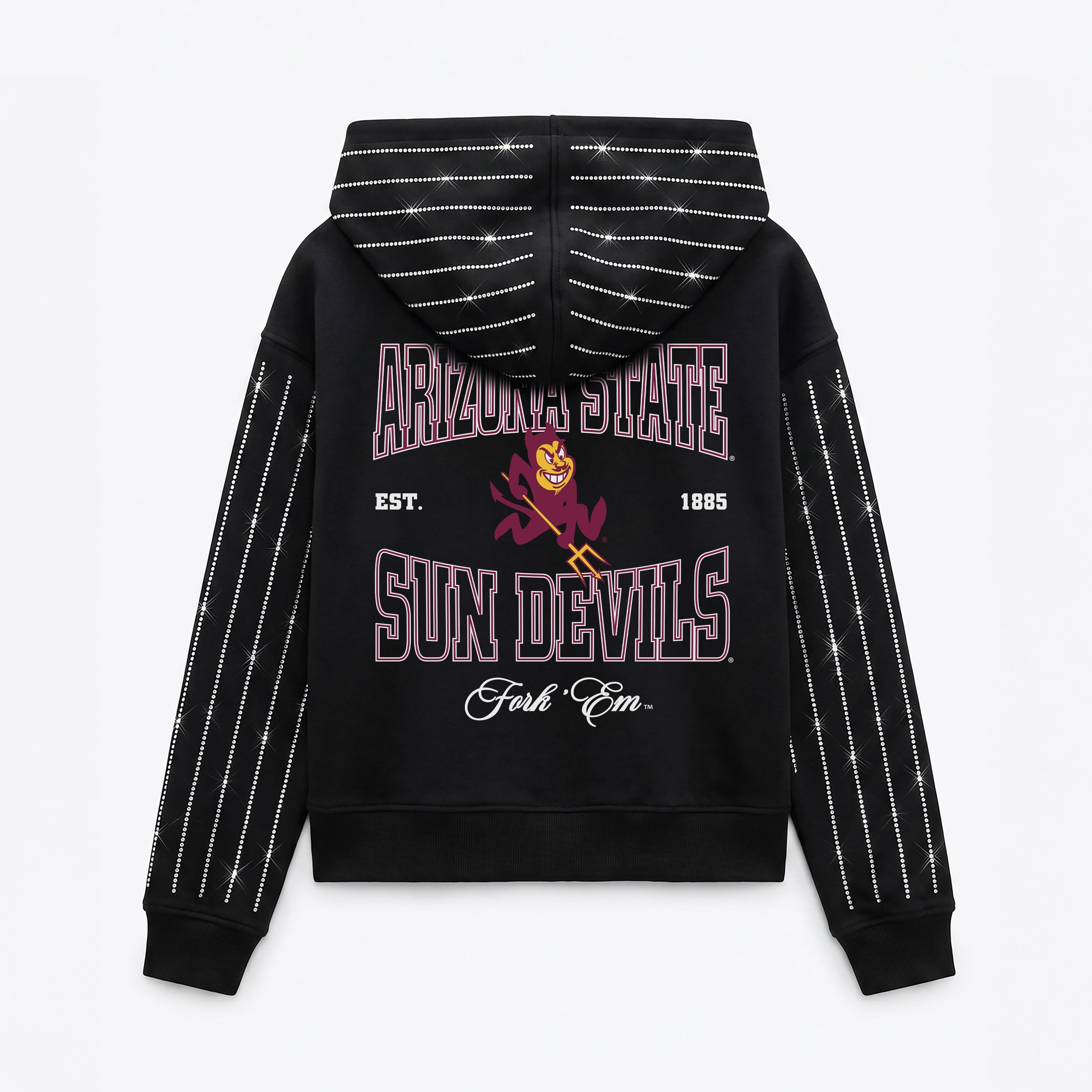 ARIZONA STATE SUN DEVILS EYES ON THE PRIZE RHINESTUD STRIPE ZIP HOODIE