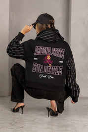 ARIZONA STATE SUN DEVILS EYES ON THE PRIZE RHINESTUD STRIPE ZIP HOODIE