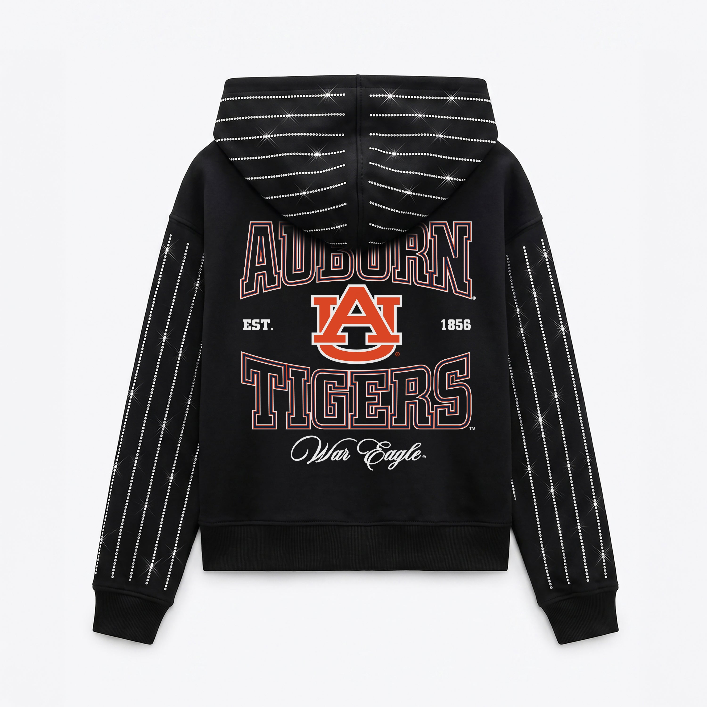 AUBURN TIGERS EYES ON THE PRIZE RHINESTUD STRIPE ZIP HOODIE