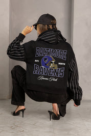 BALTIMORE RAVENS EYES ON THE PRIZE RHINESTUD STRIPE ZIP HOODIE