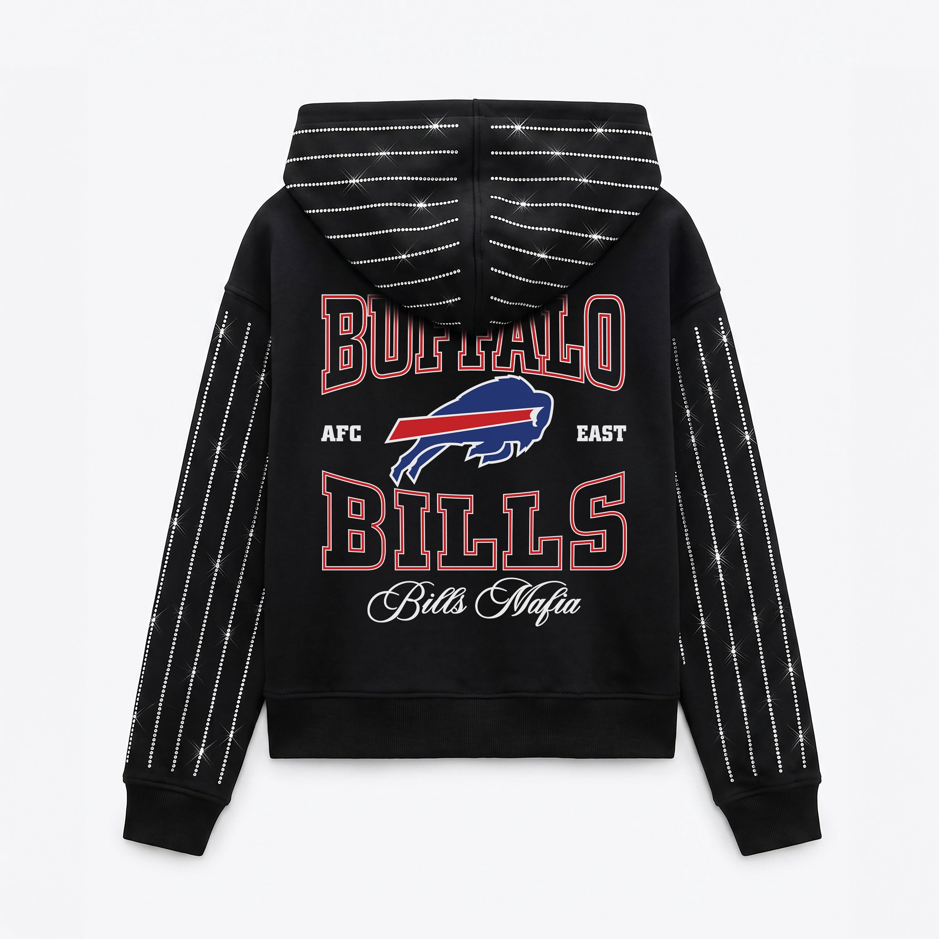 BUFFALO BILLS EYES ON THE PRIZE RHINESTUD STRIPE ZIP HOODIE