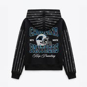 CAROLINA PANTHERS EYES ON THE PRIZE RHINESTUD STRIPE ZIP HOODIE