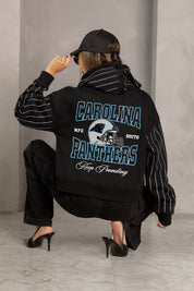 CAROLINA PANTHERS EYES ON THE PRIZE RHINESTUD STRIPE ZIP HOODIE