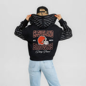 CLEVELAND BROWNS EYES ON THE PRIZE RHINESTUD STRIPE ZIP HOODIE