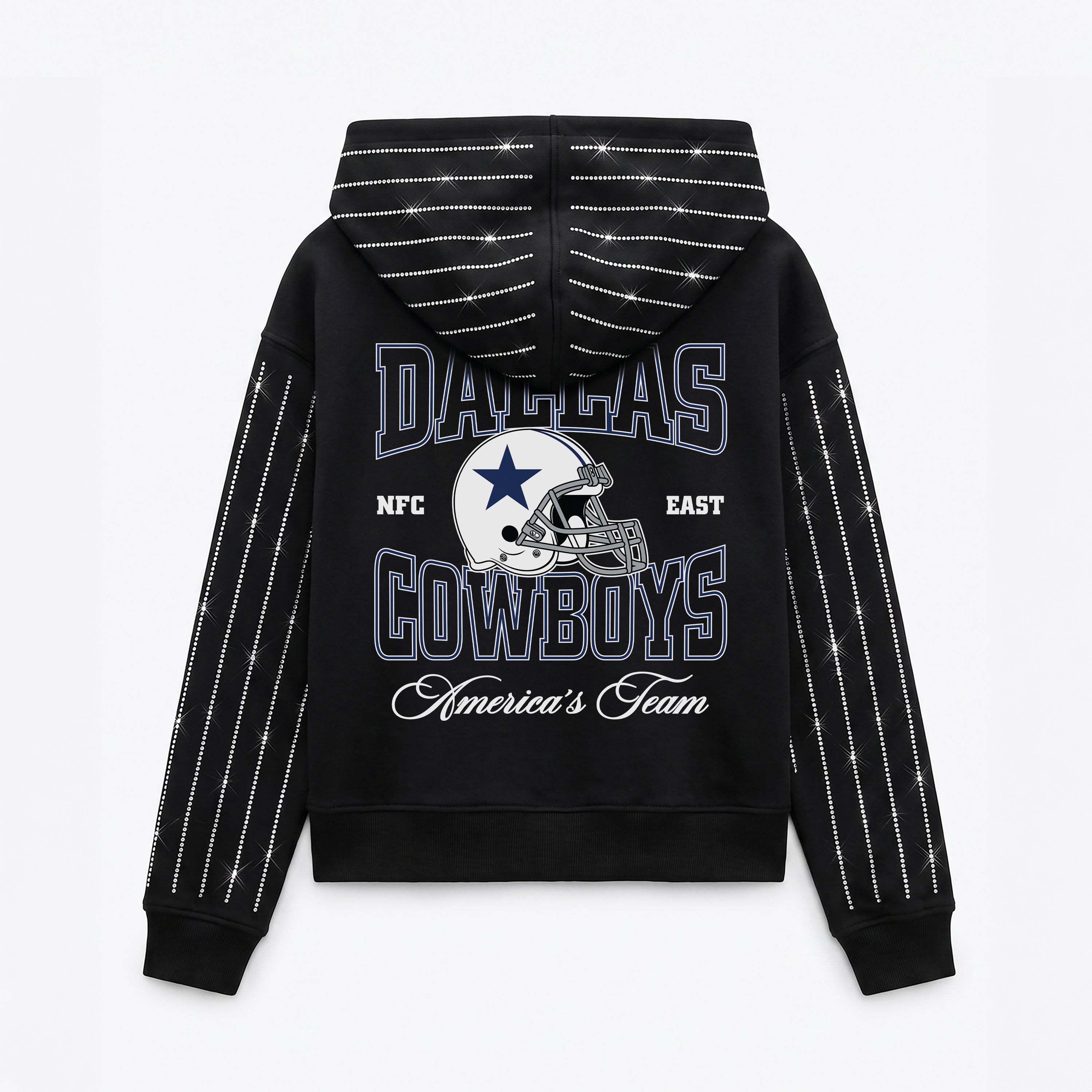 DALLAS COWBOYS EYES ON THE PRIZE RHINESTUD STRIPE ZIP HOODIE
