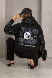 DALLAS COWBOYS EYES ON THE PRIZE RHINESTUD STRIPE ZIP HOODIE