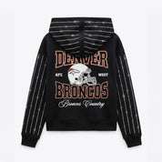 DENVER BRONCOS EYES ON THE PRIZE RHINESTUD STRIPE ZIP HOODIE