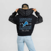 DETROIT LIONS EYES ON THE PRIZE RHINESTUD STRIPE ZIP HOODIE