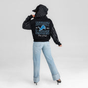 DETROIT LIONS EYES ON THE PRIZE RHINESTUD STRIPE ZIP HOODIE