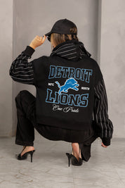 DETROIT LIONS EYES ON THE PRIZE RHINESTUD STRIPE ZIP HOODIE