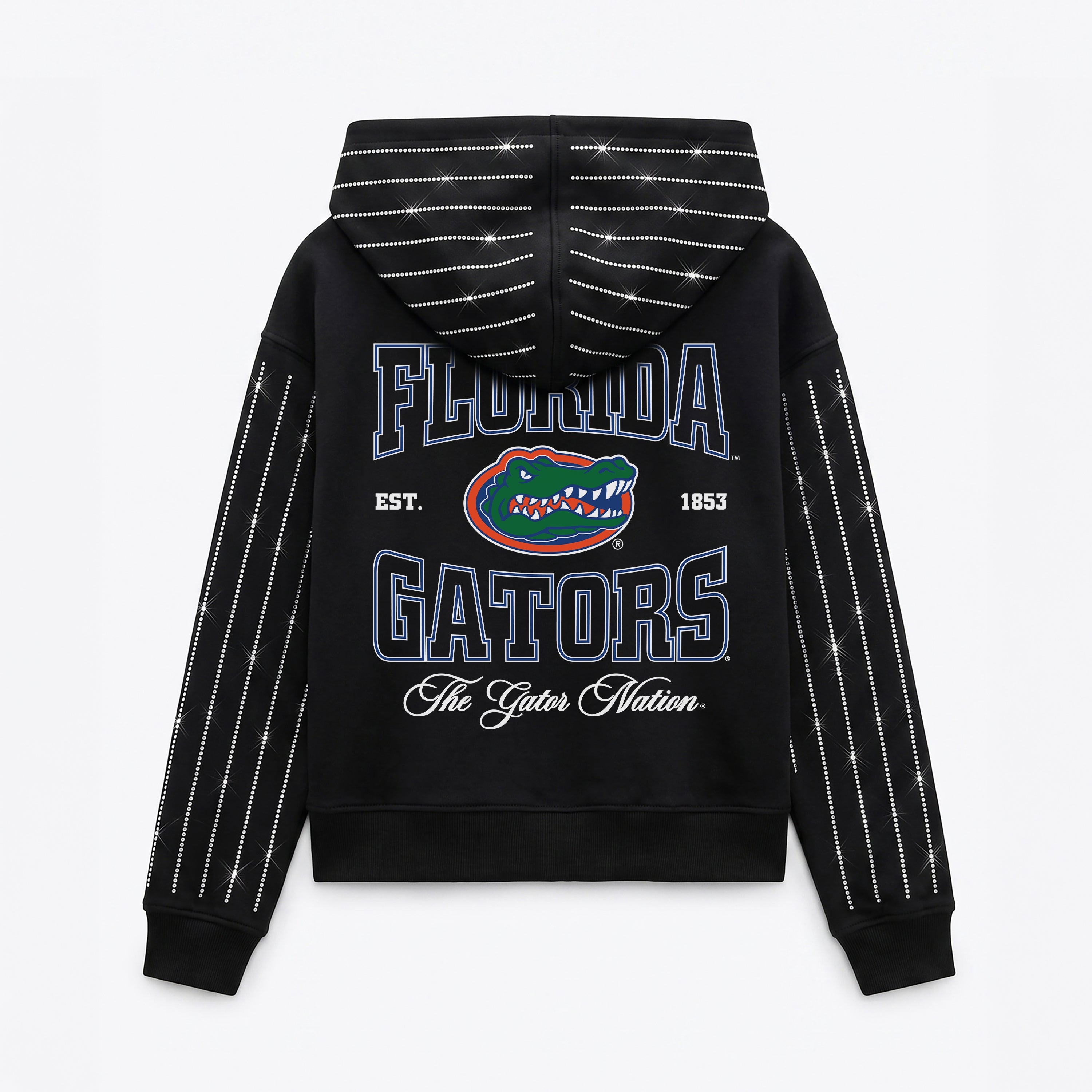 FLORIDA GATORS EYES ON THE PRIZE RHINESTUD STRIPE ZIP HOODIE
