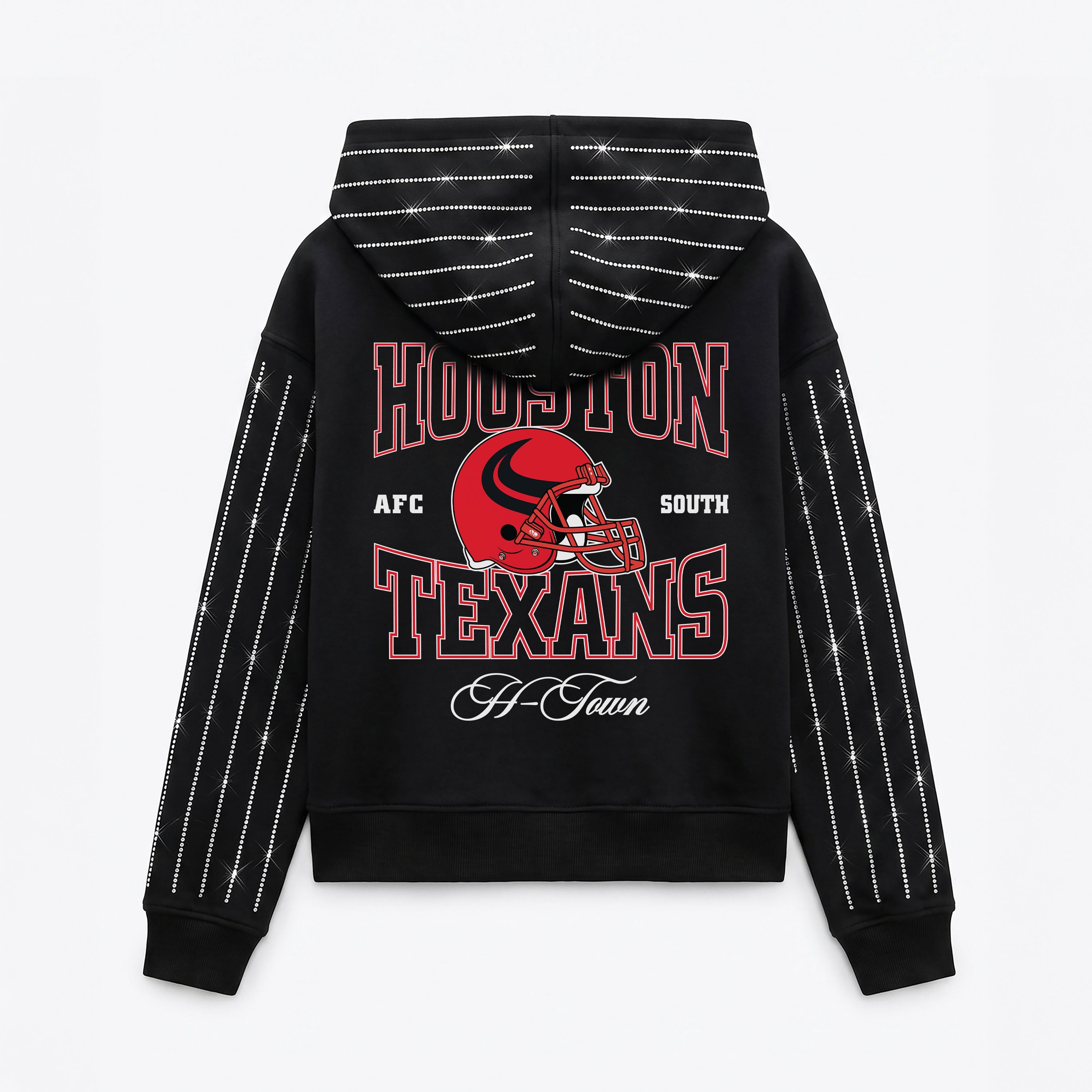 HOUSTON TEXANS EYES ON THE PRIZE RHINESTUD STRIPE ZIP HOODIE