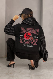 HOUSTON TEXANS EYES ON THE PRIZE RHINESTUD STRIPE ZIP HOODIE