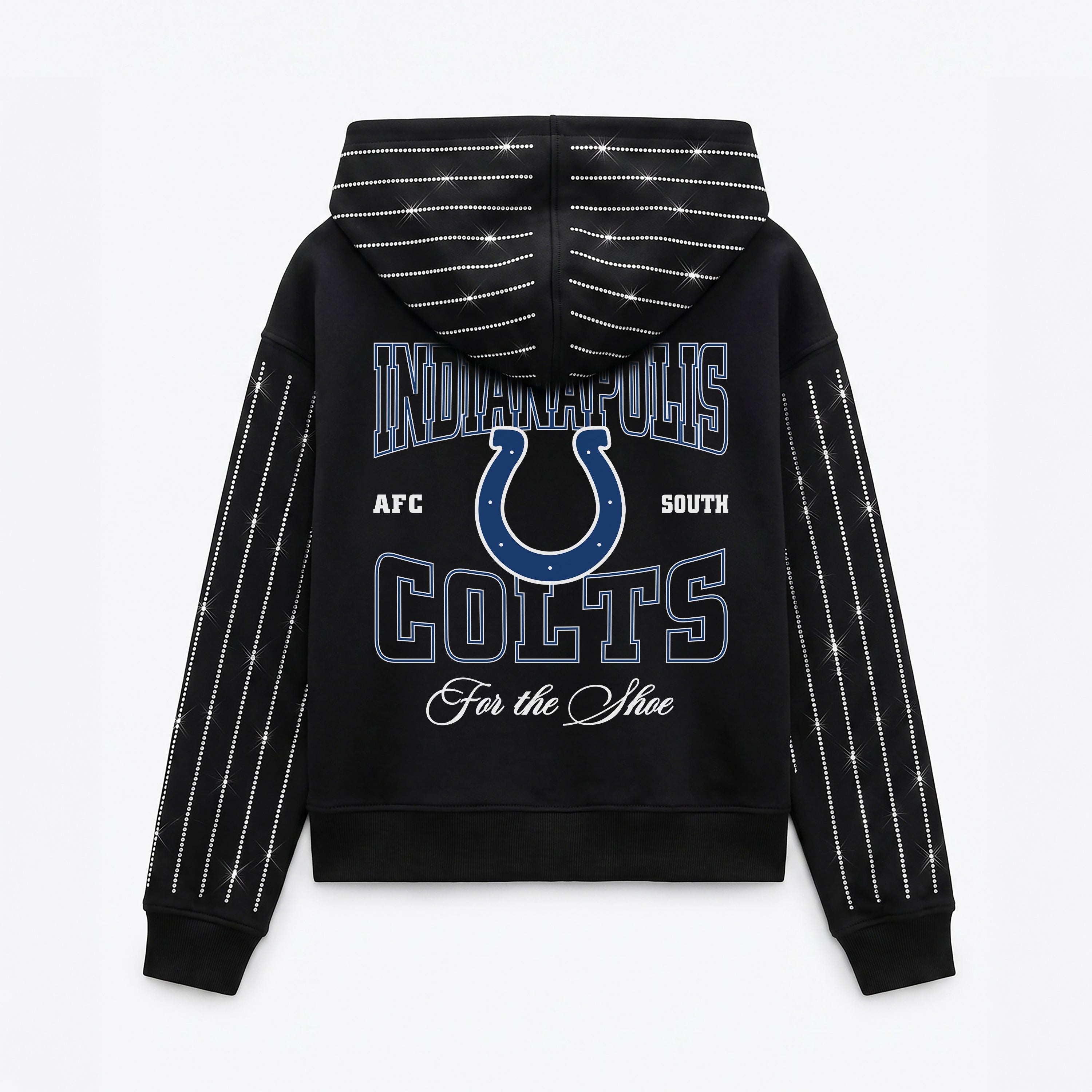 INDIANAPOLIS COLTS EYES ON THE PRIZE RHINESTUD STRIPE ZIP HOODIE