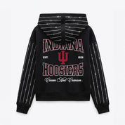 INDIANA HOOSIERS EYES ON THE PRIZE RHINESTUD STRIPE ZIP HOODIE