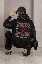 INDIANA HOOSIERS EYES ON THE PRIZE RHINESTUD STRIPE ZIP HOODIE