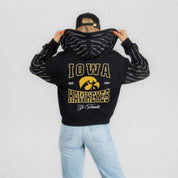 IOWA HAWKEYES EYES ON THE PRIZE RHINESTUD STRIPE ZIP HOODIE
