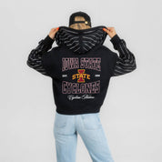 IOWA STATE CYCLONES EYES ON THE PRIZE RHINESTUD STRIPE ZIP HOODIE
