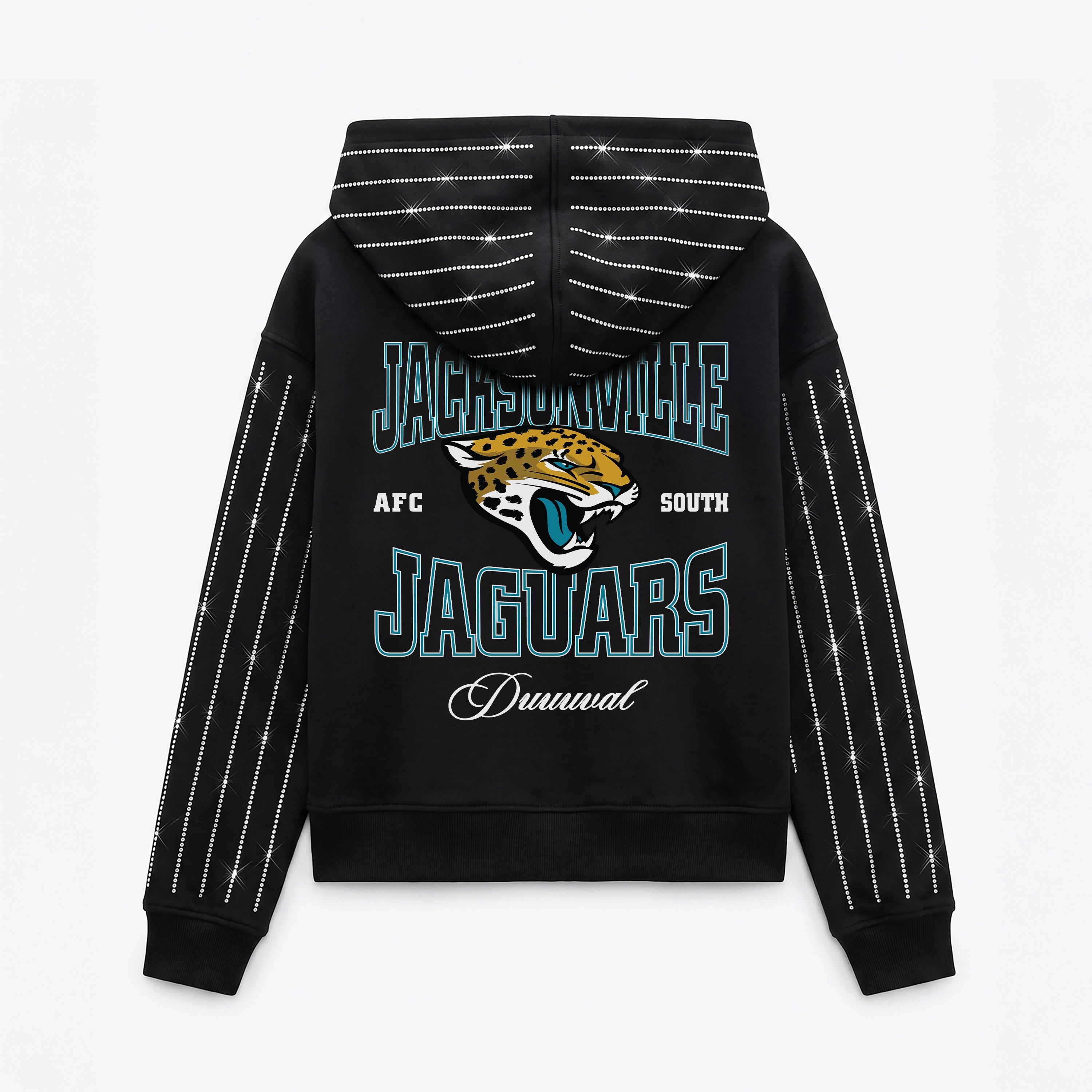 JACKSONVILLE JAGUARS EYES ON THE PRIZE RHINESTUD STRIPE ZIP HOODIE