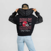 KANSAS CITY CHIEFS EYES ON THE PRIZE RHINESTUD STRIPE ZIP HOODIE