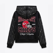 KANSAS CITY CHIEFS EYES ON THE PRIZE RHINESTUD STRIPE ZIP HOODIE