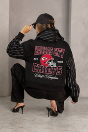 KANSAS CITY CHIEFS EYES ON THE PRIZE RHINESTUD STRIPE ZIP HOODIE