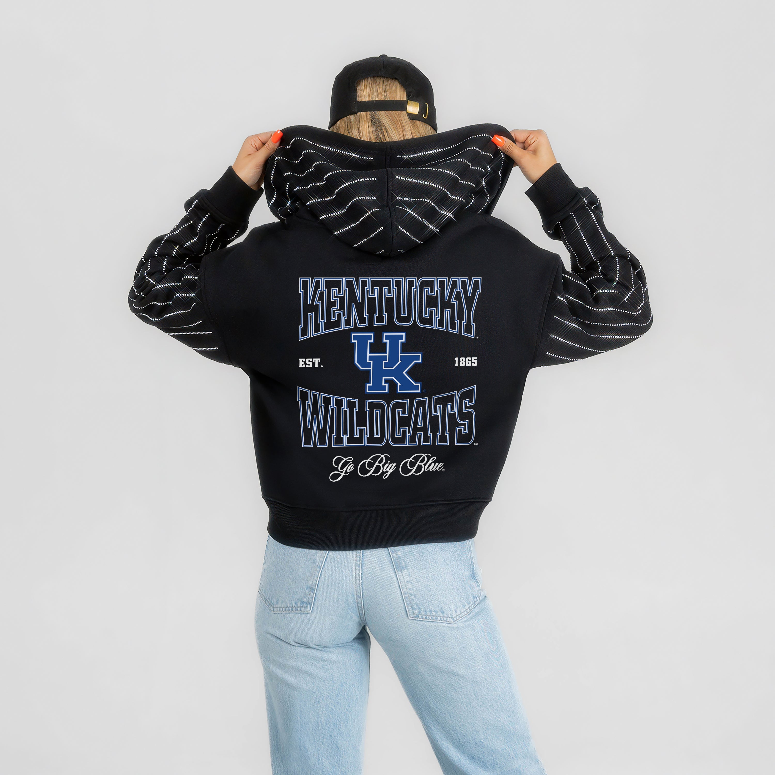 KENTUCKY WILDCATS EYES ON THE PRIZE RHINESTUD STRIPE ZIP HOODIE