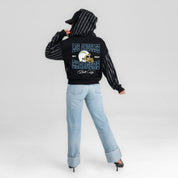 LOS ANGELES CHARGERS EYES ON THE PRIZE RHINESTUD STRIPE ZIP HOODIE