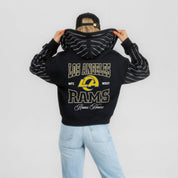 LOS ANGELES RAMS EYES ON THE PRIZE RHINESTUD STRIPE ZIP HOODIE