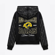 LOS ANGELES RAMS EYES ON THE PRIZE RHINESTUD STRIPE ZIP HOODIE