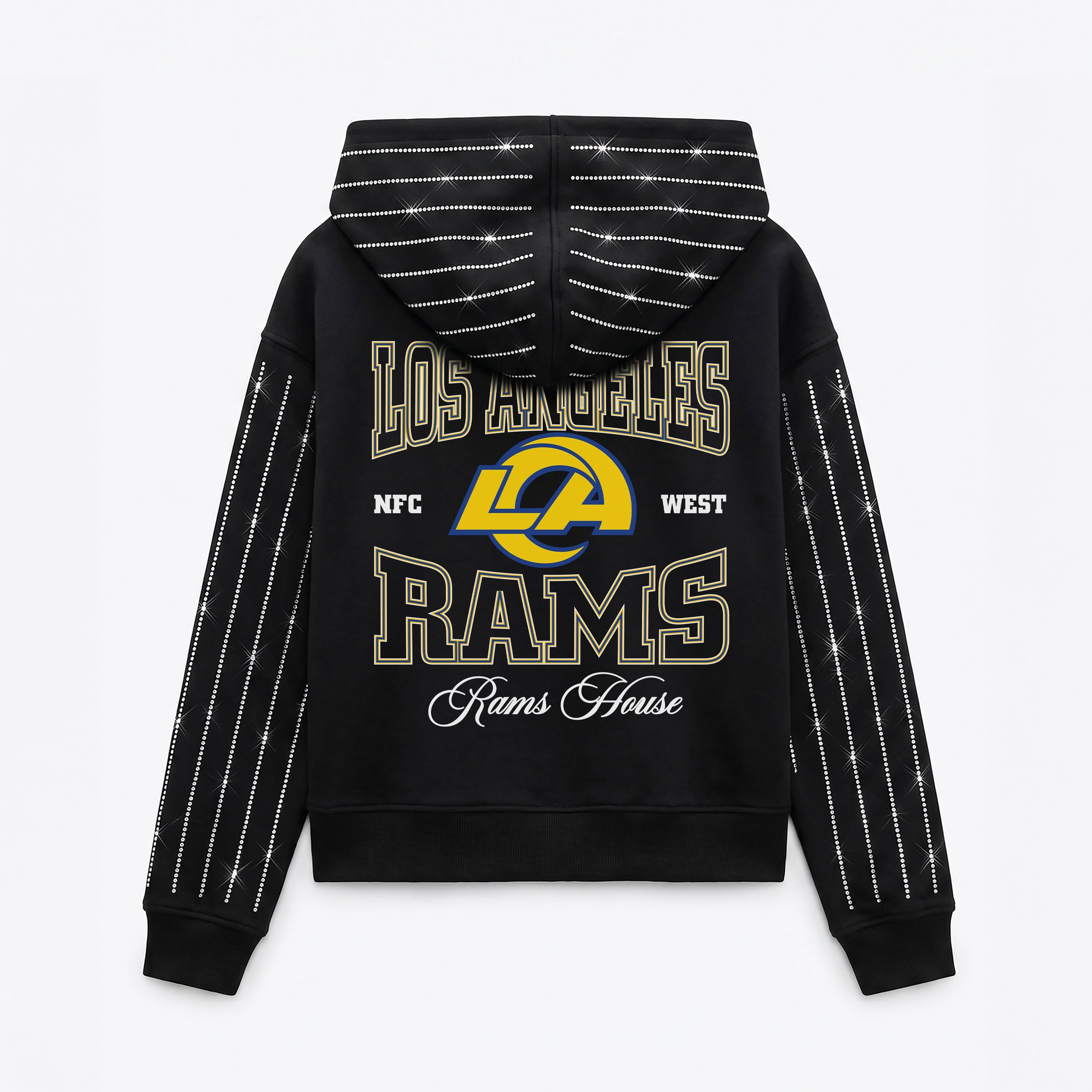 LOS ANGELES RAMS EYES ON THE PRIZE RHINESTUD STRIPE ZIP HOODIE