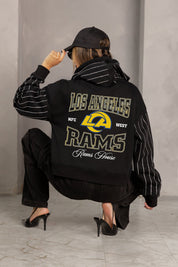 LOS ANGELES RAMS EYES ON THE PRIZE RHINESTUD STRIPE ZIP HOODIE