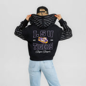 LSU TIGERS EYES ON THE PRIZE RHINESTUD STRIPE ZIP HOODIE
