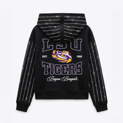 LSU TIGERS EYES ON THE PRIZE RHINESTUD STRIPE ZIP HOODIE