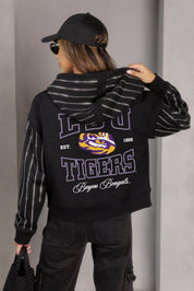 LSU TIGERS EYES ON THE PRIZE RHINESTUD STRIPE ZIP HOODIE
