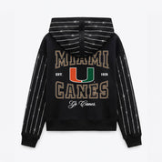 MIAMI HURRICANES EYES ON THE PRIZE RHINESTUD STRIPE ZIP HOODIE