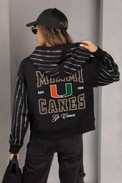 MIAMI HURRICANES EYES ON THE PRIZE RHINESTUD STRIPE ZIP HOODIE