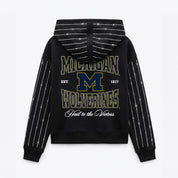 MICHIGAN WOLVERINES EYES ON THE PRIZE RHINESTUD STRIPE ZIP HOODIE