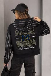 MICHIGAN WOLVERINES EYES ON THE PRIZE RHINESTUD STRIPE ZIP HOODIE