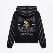 MINNESOTA VIKINGS EYES ON THE PRIZE RHINESTUD STRIPE ZIP HOODIE