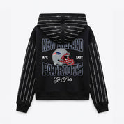 NEW ENGLAND PATRIOTS EYES ON THE PRIZE RHINESTUD STRIPE ZIP HOODIE