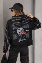 NEW ENGLAND PATRIOTS EYES ON THE PRIZE RHINESTUD STRIPE ZIP HOODIE