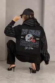 NEW ENGLAND PATRIOTS EYES ON THE PRIZE RHINESTUD STRIPE ZIP HOODIE