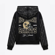 NEW ORLEANS SAINTS EYES ON THE PRIZE RHINESTUD STRIPE ZIP HOODIE