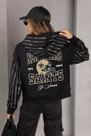 NEW ORLEANS SAINTS EYES ON THE PRIZE RHINESTUD STRIPE ZIP HOODIE