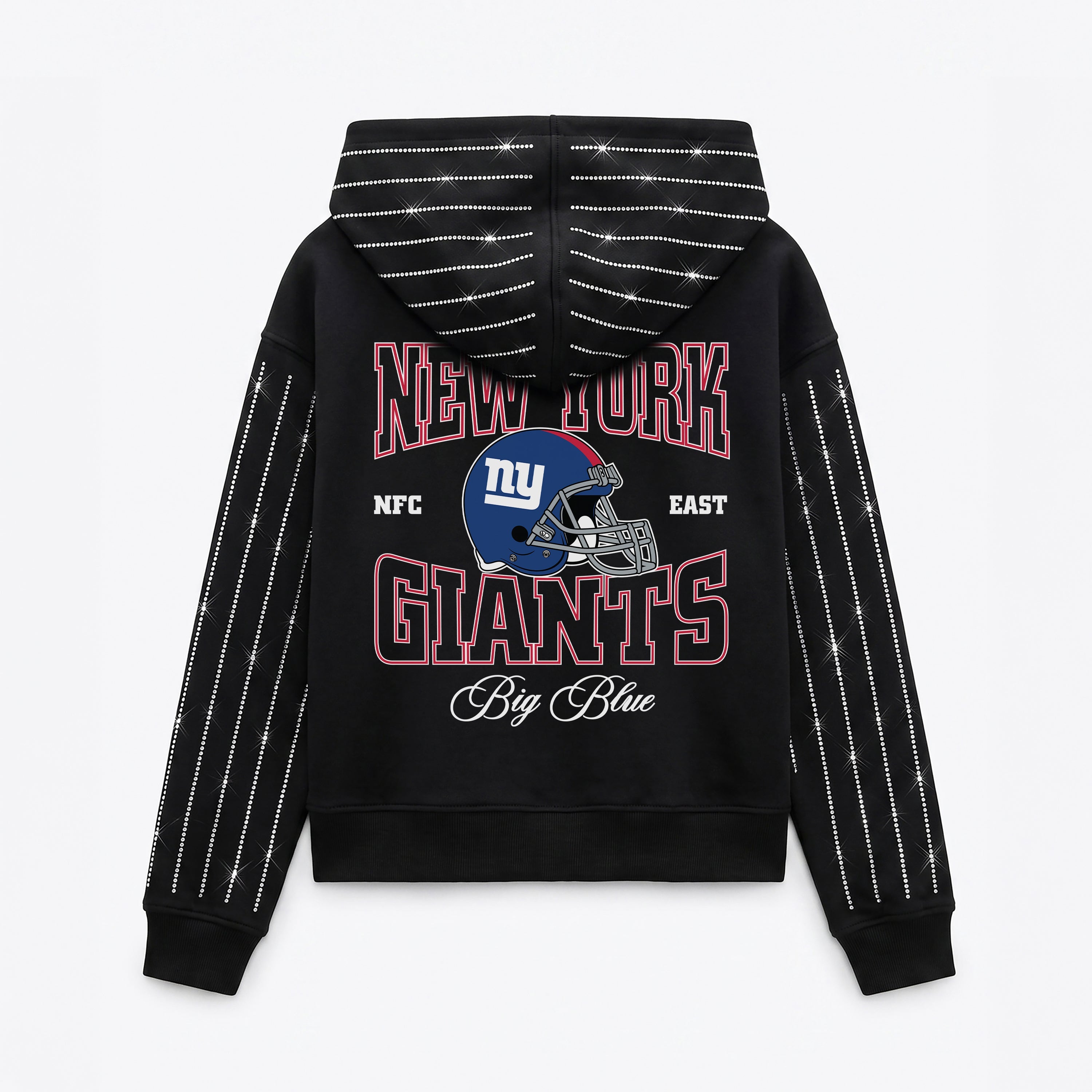 NEW YORK GIANTS EYES ON THE PRIZE RHINESTUD STRIPE ZIP HOODIE